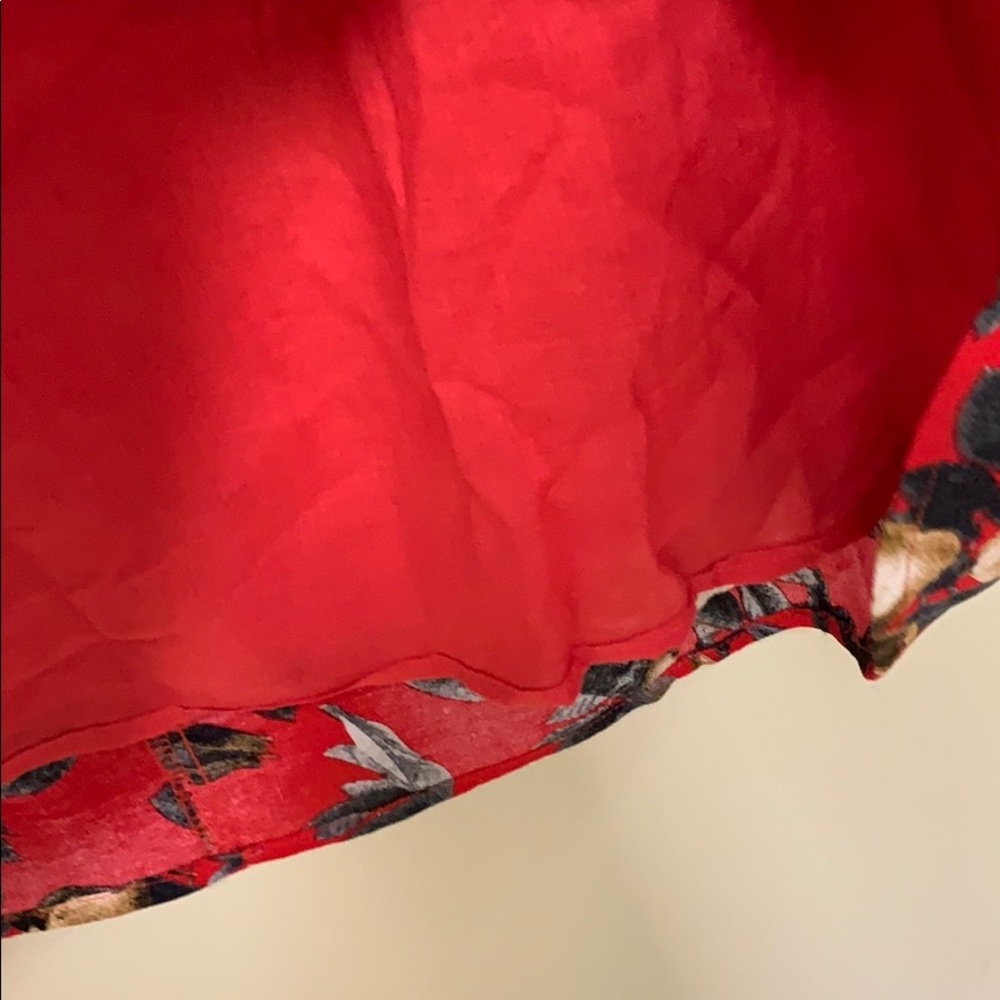 NWT! Umgee Red Cold Shoulder Floral Print Dress - Picture 5 of 8